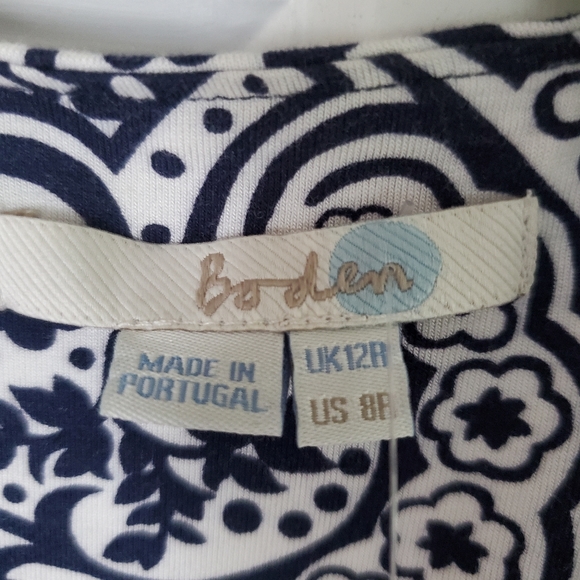 Boden size 8 navy blue wrap around v-neck dress 3/4 long sleeves - Picture 9 of 9